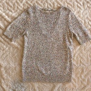 Multi color speckled short sleeve sweater